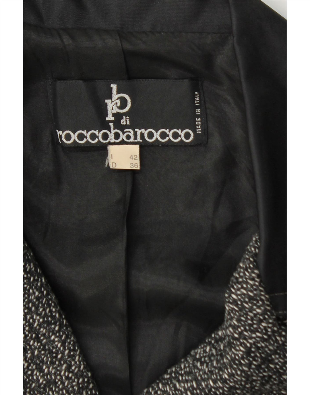 ROCCOBAROCCO Damen Mantel IT 42 Mittelschwarz gesprenkelte Wolle