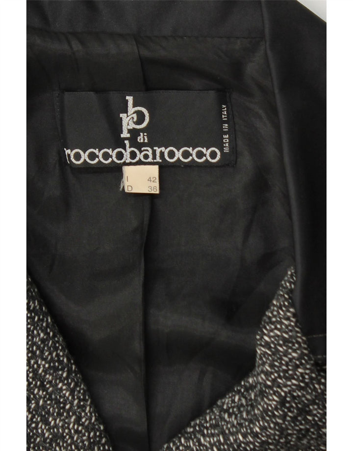 ROCCOBAROCCO Damen Mantel IT 42 Mittelschwarz gesprenkelte Wolle