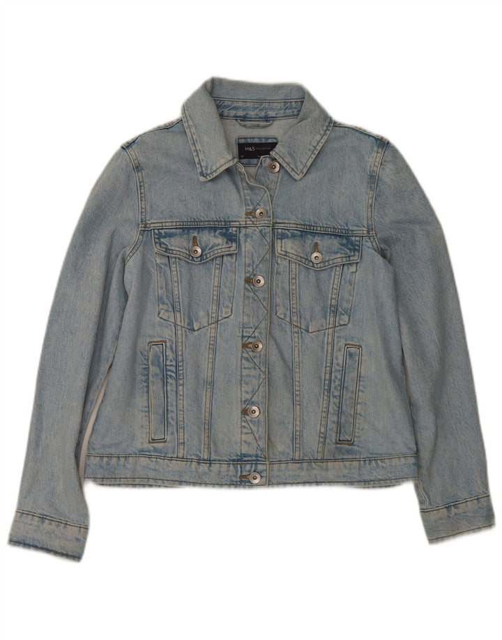 Marks & Spencer Damen Jeansjacke UK 10 Small Blaue Baumwolle