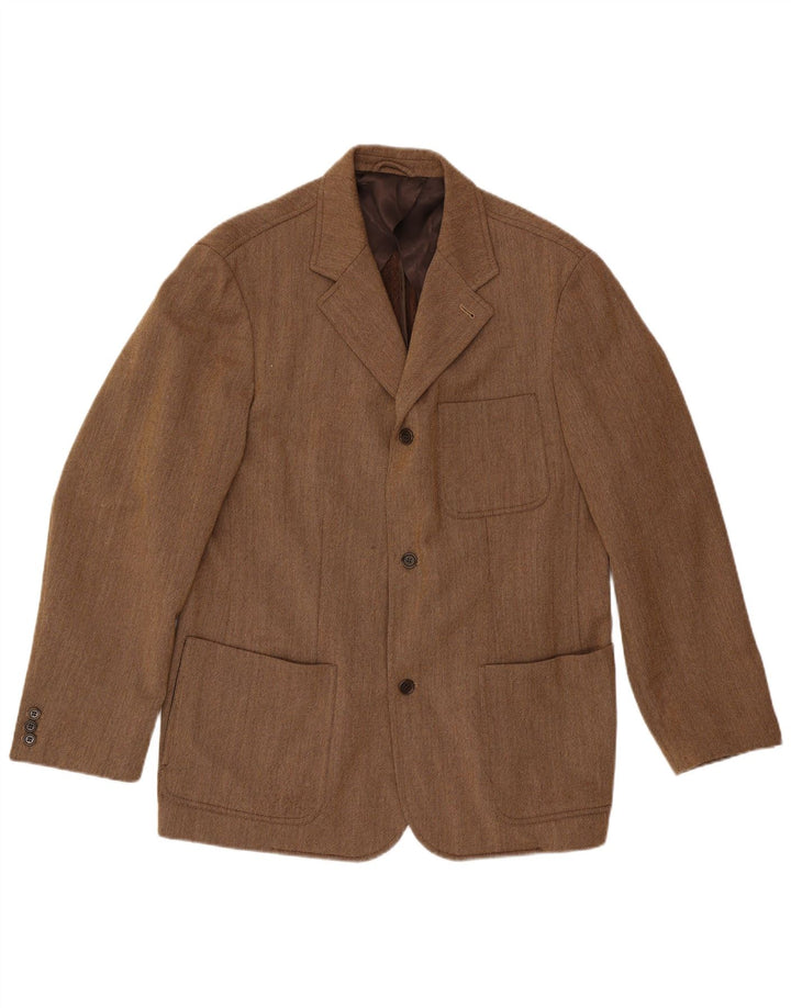 Luciano Barbera Herren-Blazer mit 3 Knöpfen, IT 54, 2XL, braune Wolle, klassisch