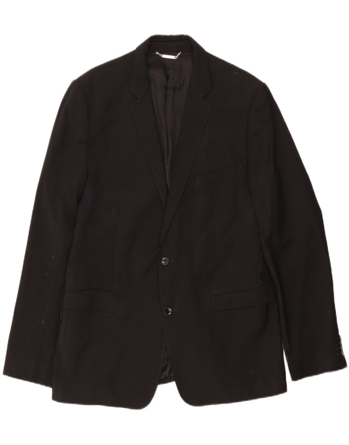 Dolce & Gabbana Herren Slim 2-Knopf-Blazerjacke IT 54 2XL Schwarze Wolle