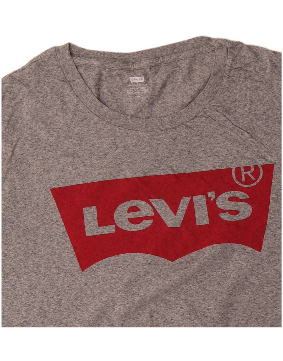 LEVI'S Damen Grafik-T-Shirt-Oberteil UK 22 3XL Grau gefleckte Baumwolle