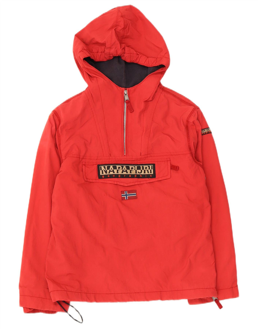 Napapijri Jungen-Anorakjacke mit grafischer Kapuze, 11–12 Jahre, rotes Polyester