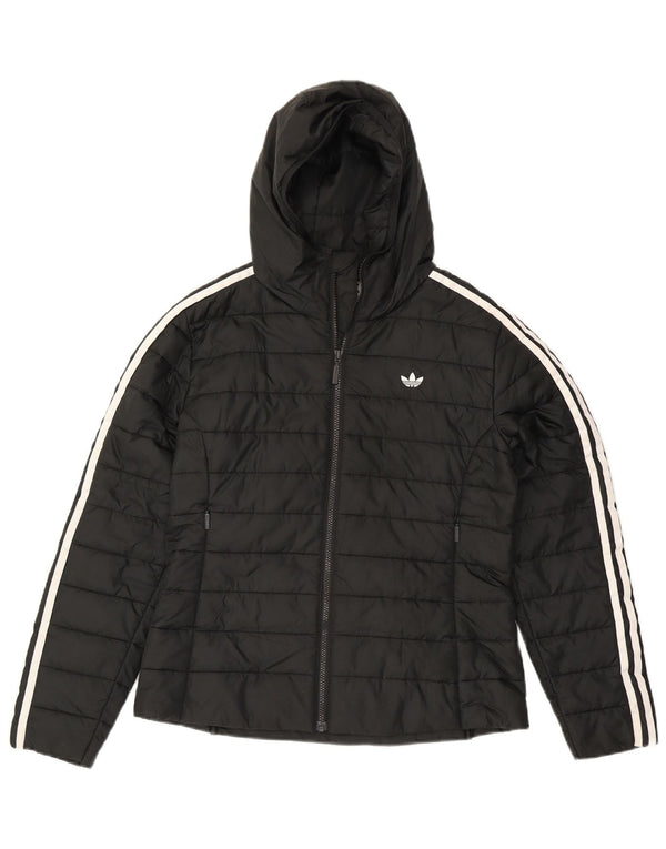 Adidas Damen Kapuzenjacke, gepolstert, UK 12, mittelschwarz, Polyester