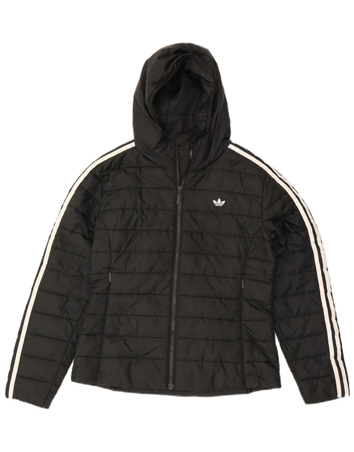 Adidas Damen Kapuzenjacke, gepolstert, UK 12, mittelschwarz, Polyester