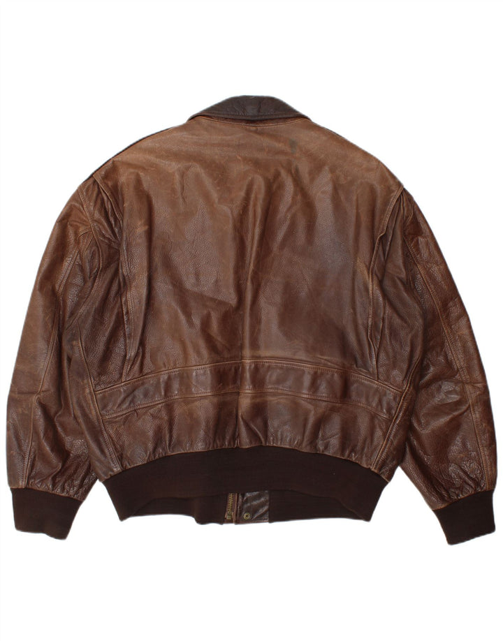 La Matta Herren-Bomber-Lederjacke IT 50, großes braunes Leder