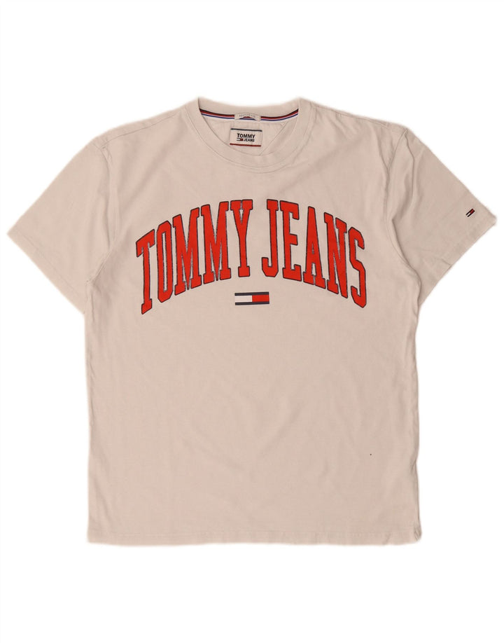 Tommy Hilfiger Herren-T-Shirt mit normaler Passform, mittelweißer Baumwolle, mit Grafik