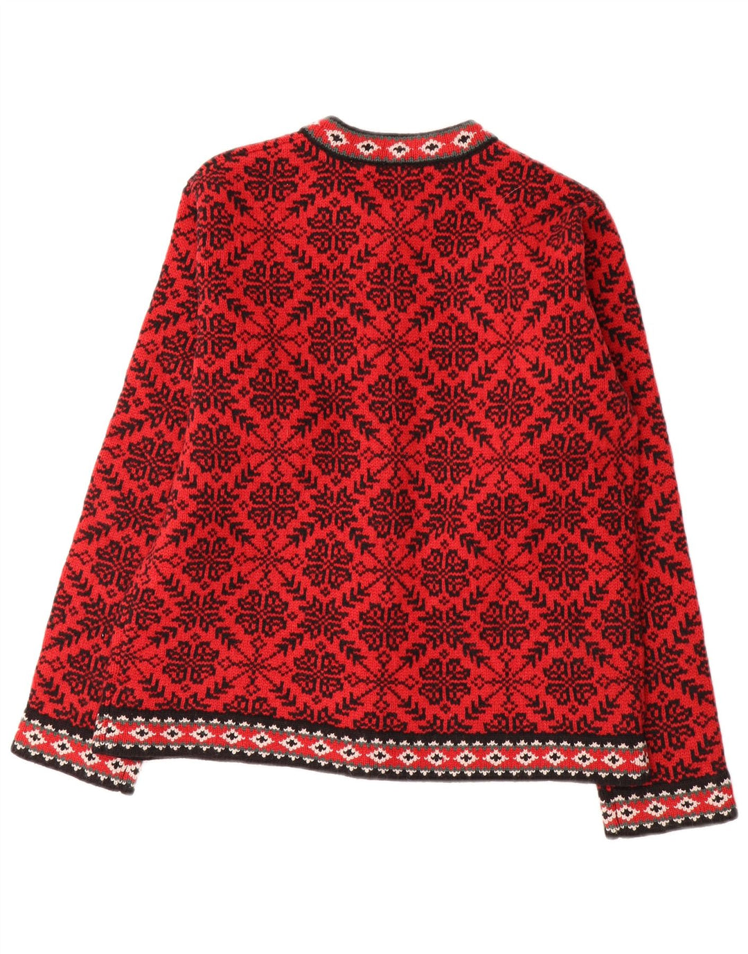 L.L.Bean Damen-Cardigan-Pullover UK 14 Mittelrote Fair-Isle-Wolle