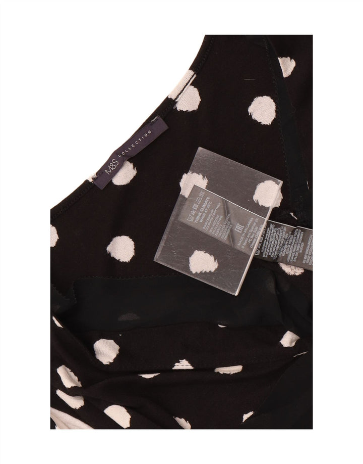 Marks & Spencer Damen-Blusenoberteil, UK-Größe 44, Größe L, schwarze Viskose mit Punkten