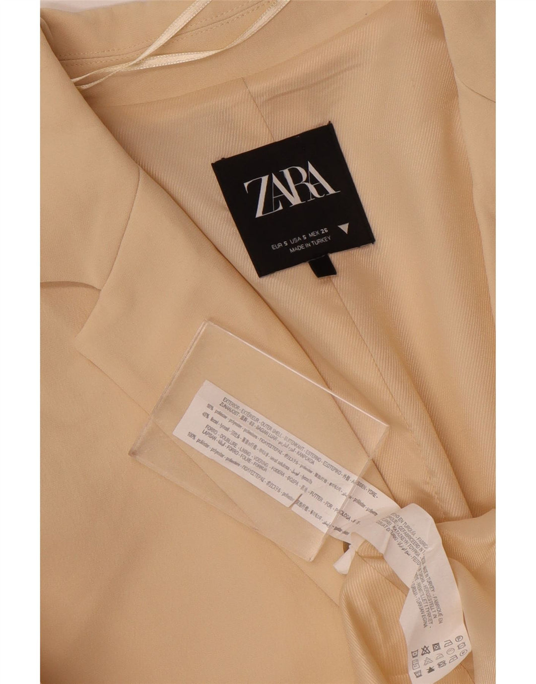 Zara Damen 2-Knopf-Übergröße-Blazer-Jacke, UK 10, Small, Beige, Polyester
