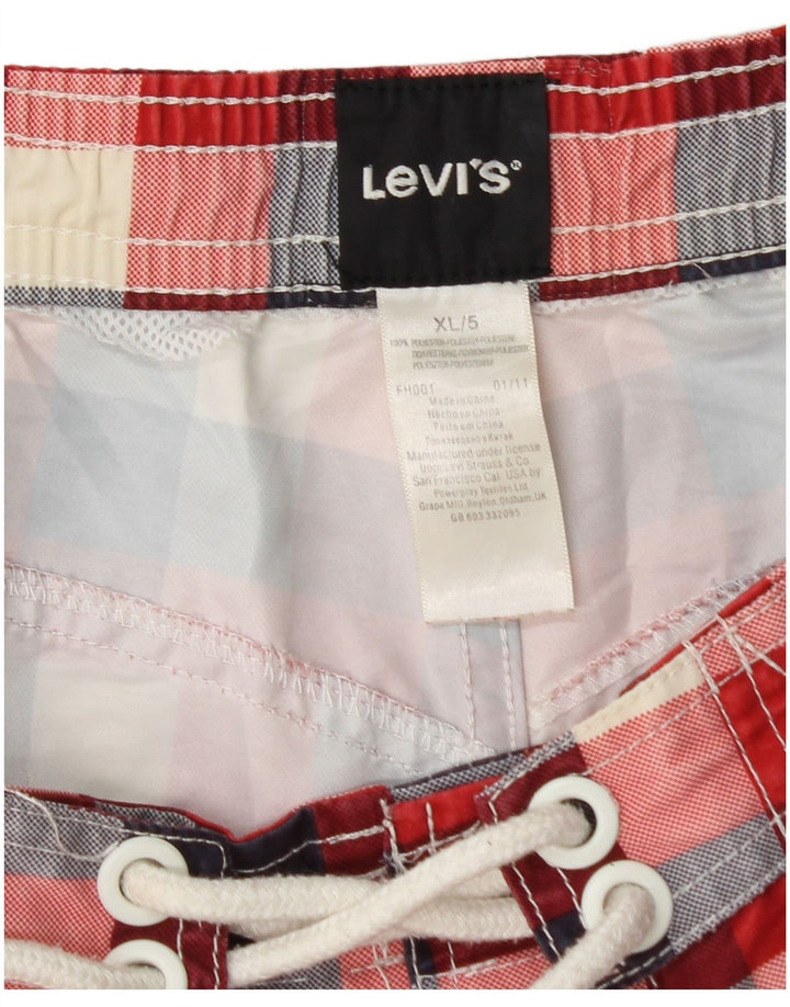 Levi's Herren-Badeshorts XL, rot kariert, Polyester