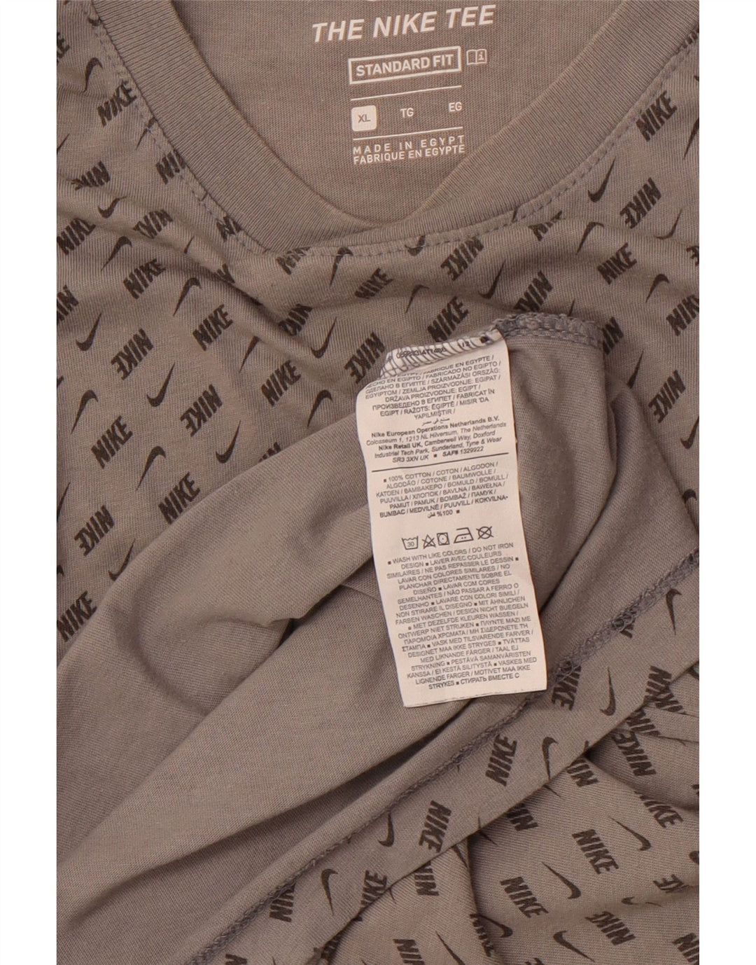 NIKE Herren-T-Shirt mit Standard-Passform, Grafik, XL, Grau, Colourblock-Baumwolle