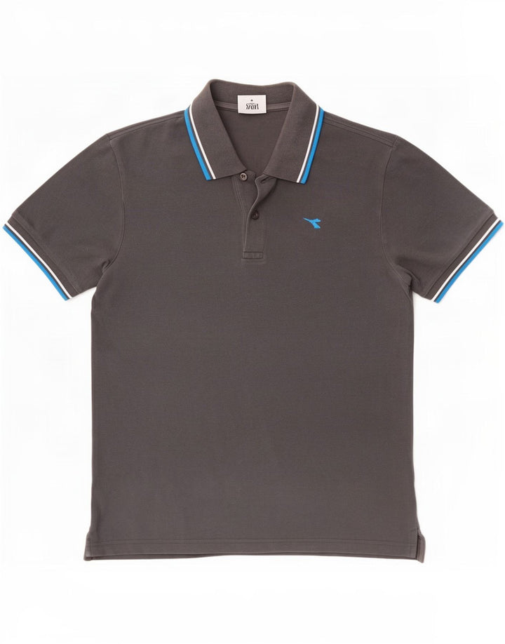 Diadora Herren-Poloshirt, kleine graue Baumwolle