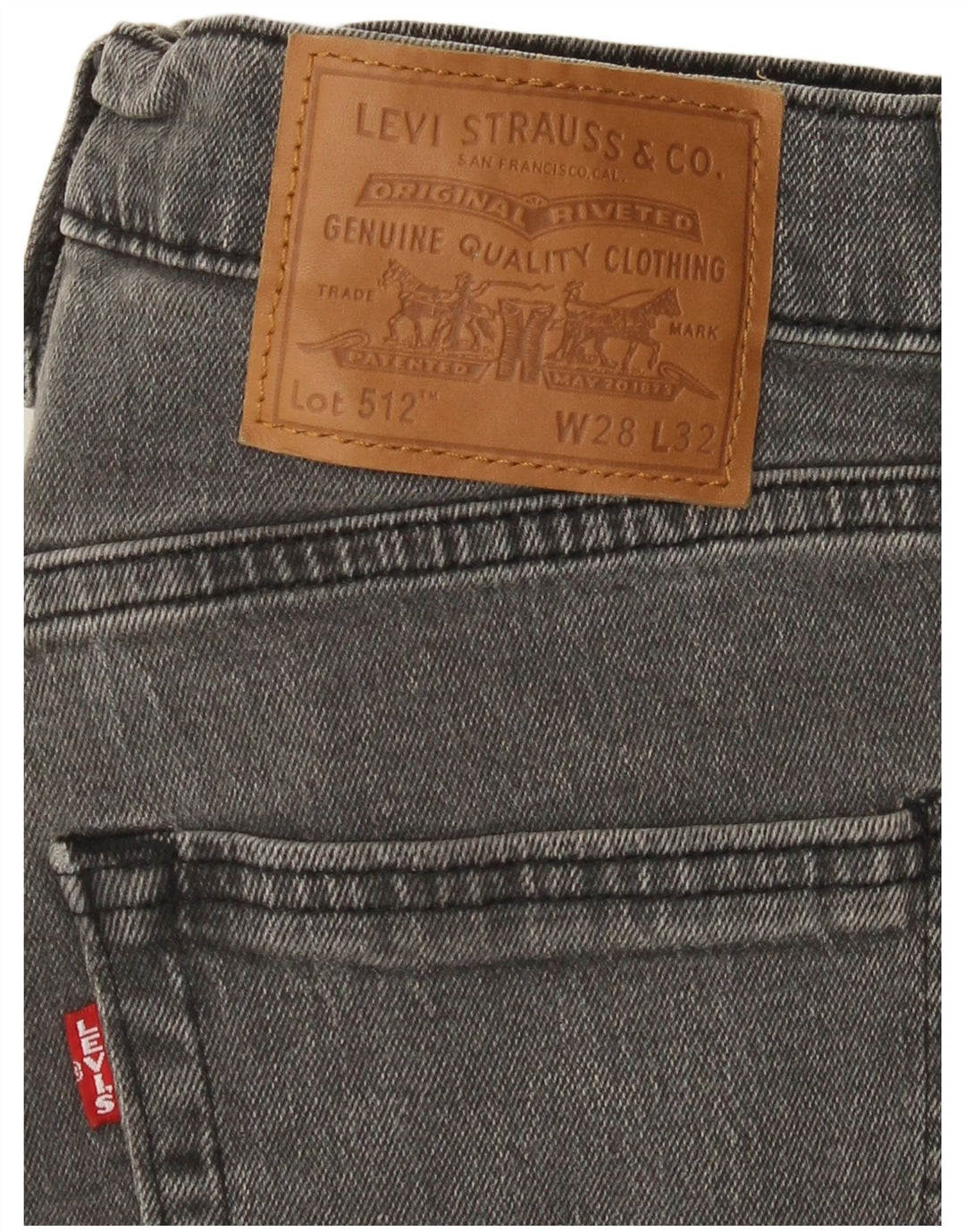 Levi's Herren 512 Slim Tapered Jeans W28 L32 Graue Baumwolle