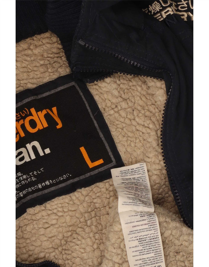 Superdry Damen-Parka mit Kapuze, UK 14, Größe L, Marineblau, Polyester