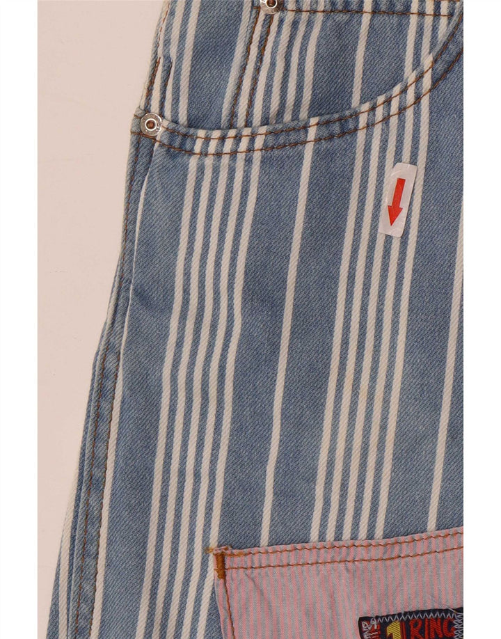 Vintage Damen Latzhose Shorts W28 Mittelblau gestreift