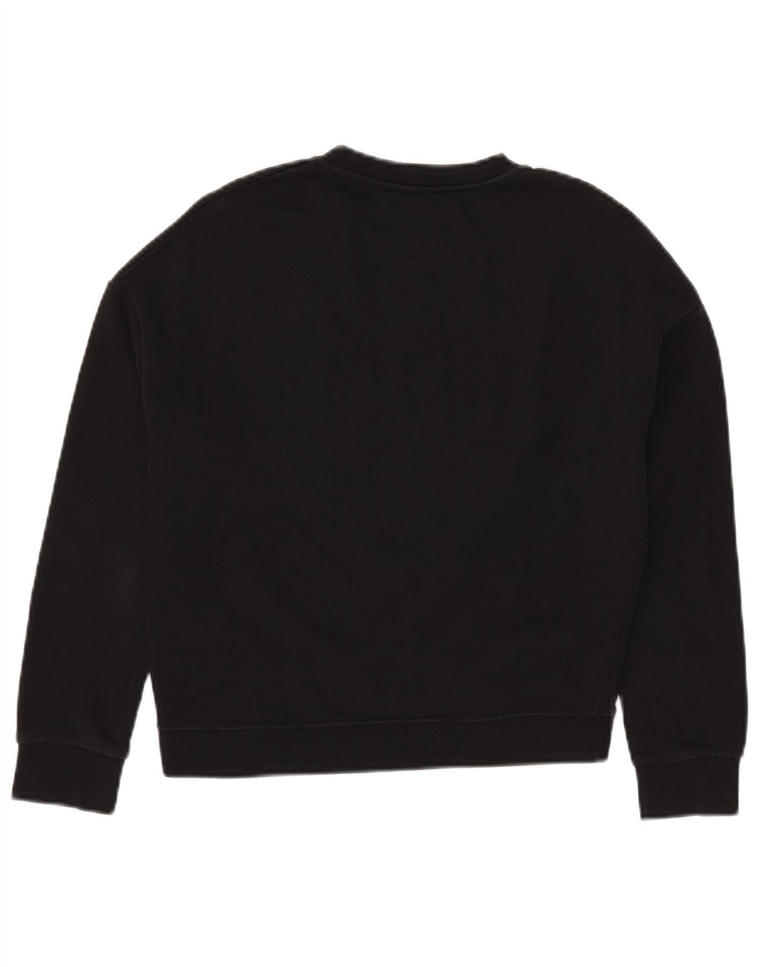 Pyrex Womens Oversized Crop Graphic Sweatshirt Pullover UK 6 XS Schwarz Baumwolle