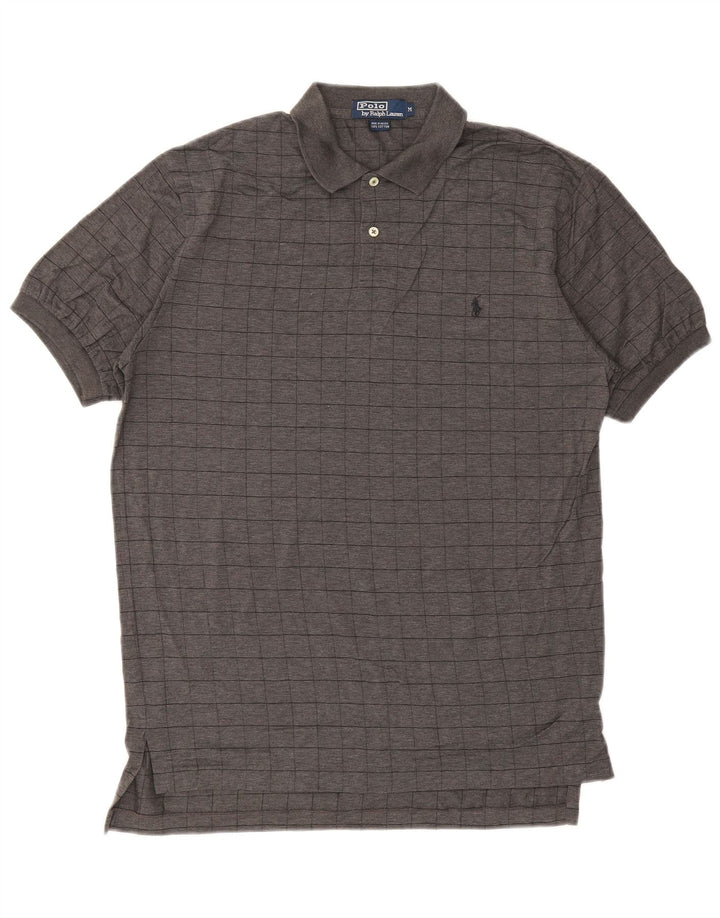 POLO RALPH LAUREN Herren-Poloshirt aus mittelgrau karierter Baumwolle