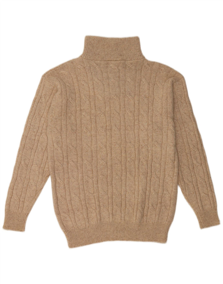 GIANI FEROTI Herren-Pullover mit Reißverschluss am Hals, große beige Wolle