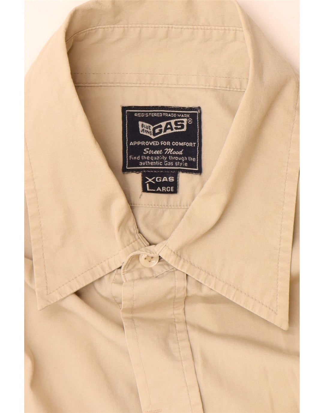 Gas Herrenhemd XL Beige Baumwolle