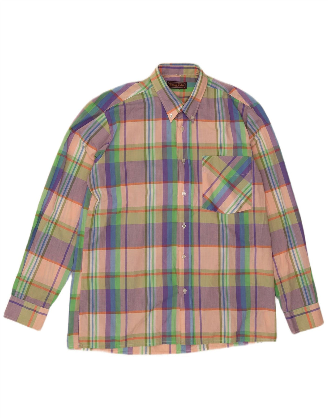 Kariertes Vintage-Hemd für Herren, mittelgroß, mehrfarbig, kariert, Polyester