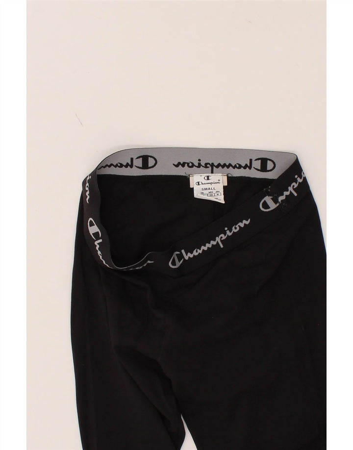 CHAMPION Womens Graphic Leggings UK 10 Small  Black Vintage Champion and Second-Hand Champion from Messina Hembry 