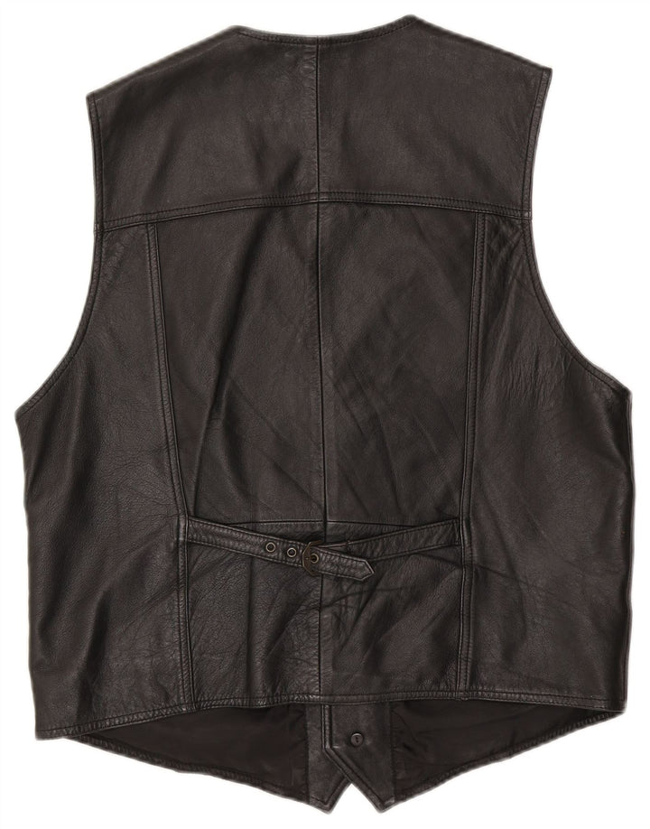 Vintage Herren Lederweste Großes schwarzes Leder