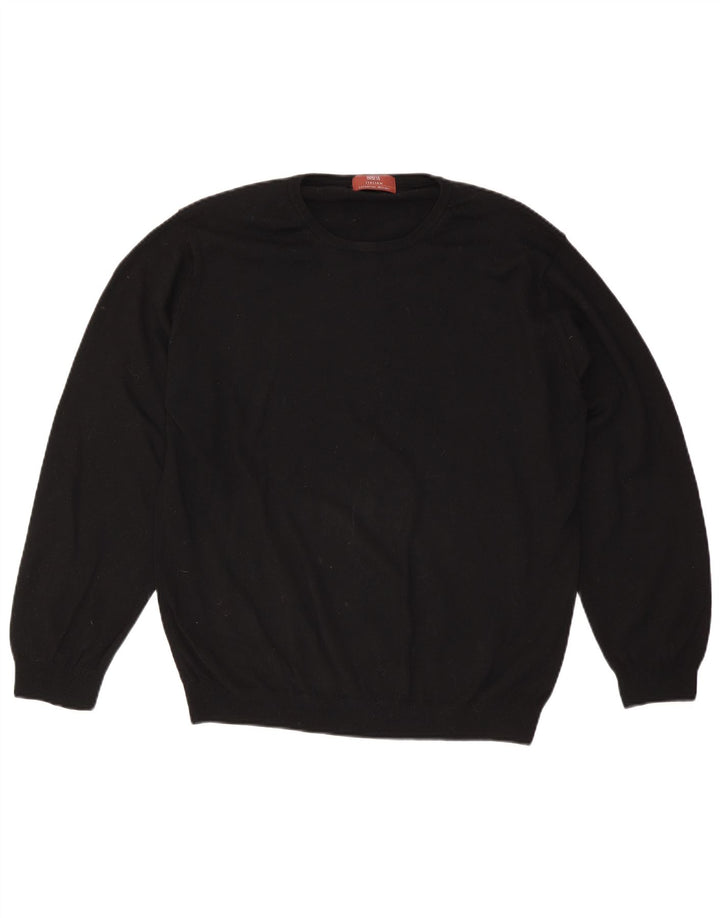 Marks & Spencer Herren-Pullover mit Rundhalsausschnitt, Größe L, schwarze Wolle