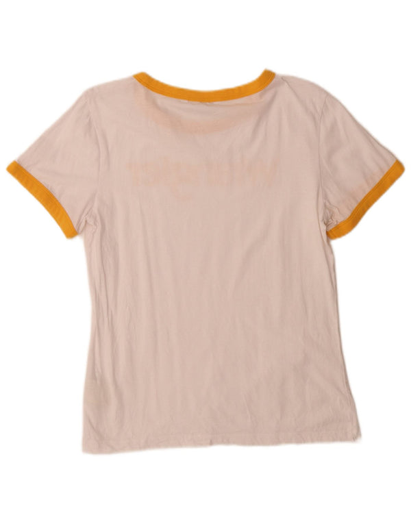 Wrangler Womens Graphic T-Shirt Top UK 12 Mittelweiße Colourblock-Baumwolle