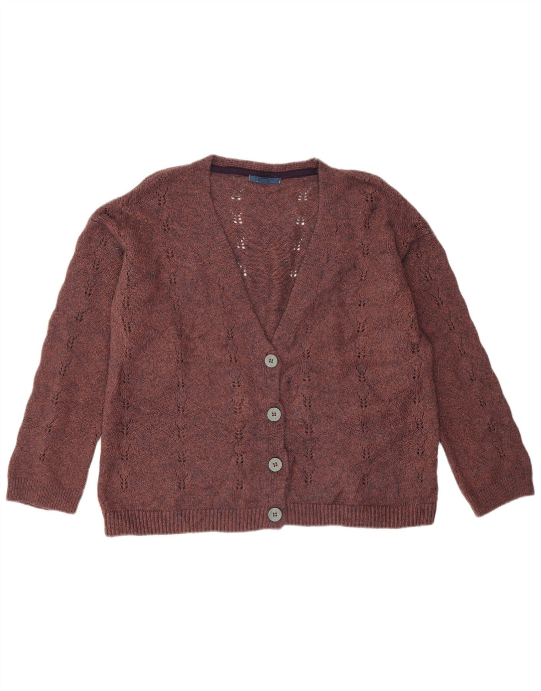 White Stuff Damen-Strickjacke mit lockerer Passform, UK 14, mittleres Kastanienbraun, Acryl