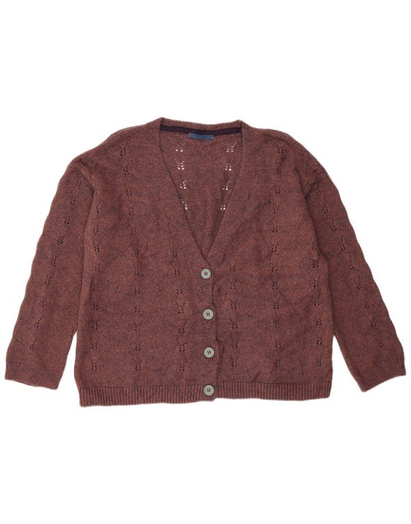 White Stuff Damen-Strickjacke mit lockerer Passform, UK 14, mittleres Kastanienbraun, Acryl