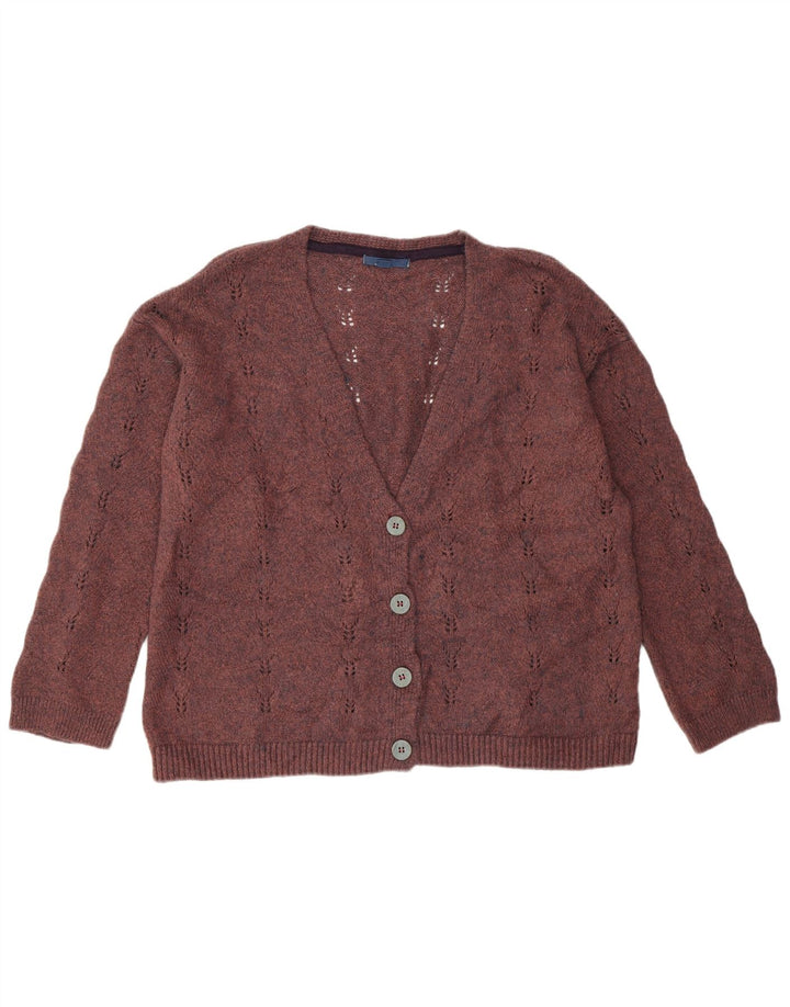 White Stuff Damen-Strickjacke mit lockerer Passform, UK 14, mittleres Kastanienbraun, Acryl