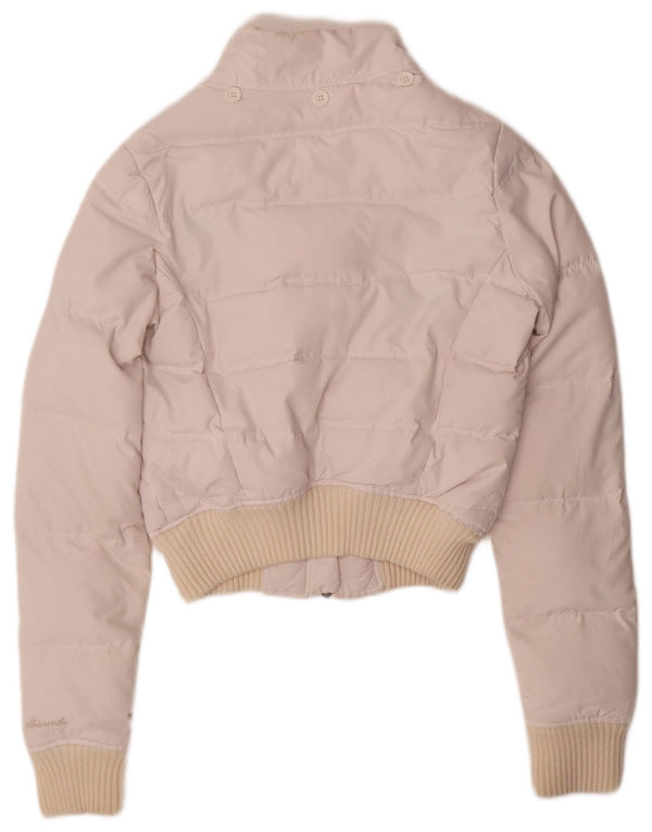 Abercrombie & Fitch Damen Crop Wattierte Jacke UK 10 Small Weißes Nylon