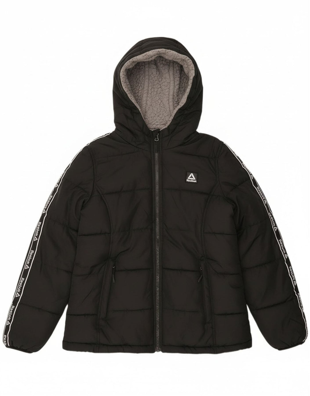 Reebok Damen Graphic Hooded Wattierte Jacke UK 10 Small Schwarz