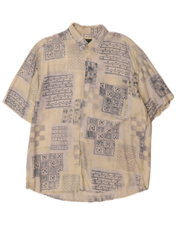 Rodrigo Herren Kurzarmhemd Größe 43 17 XL Beige Patchwork Baumwolle
