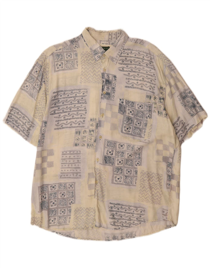 Rodrigo Herren Kurzarmhemd Größe 43 17 XL Beige Patchwork Baumwolle