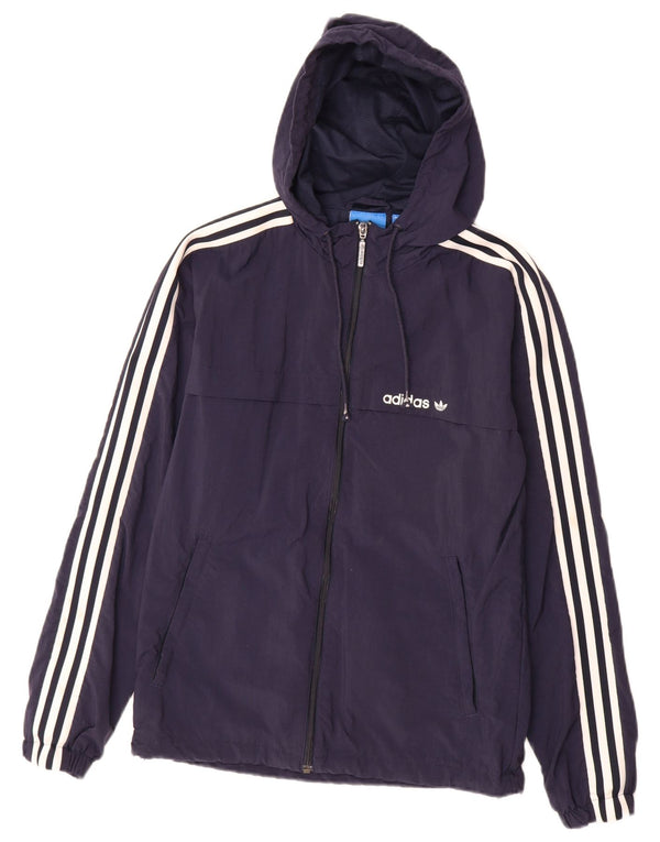 Adidas Herren-Trainingsanzug mit Kapuze, Jacke XS, marineblaues Nylon
