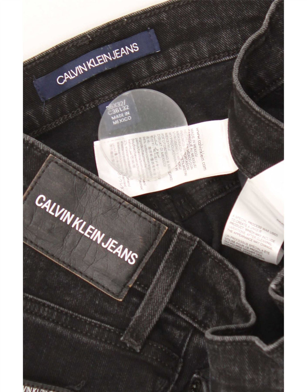 Calvin Klein Herren Slim Jeans W36 L32 Schwarze Baumwolle