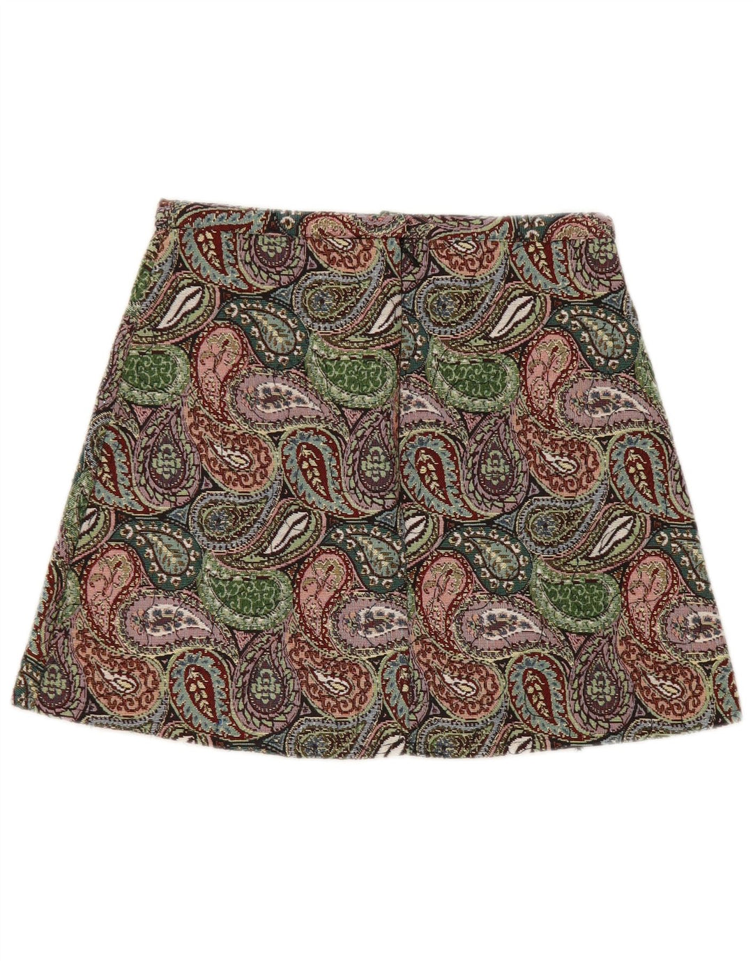 Vintage Damen Minirock W26 Kleines grünes Paisley