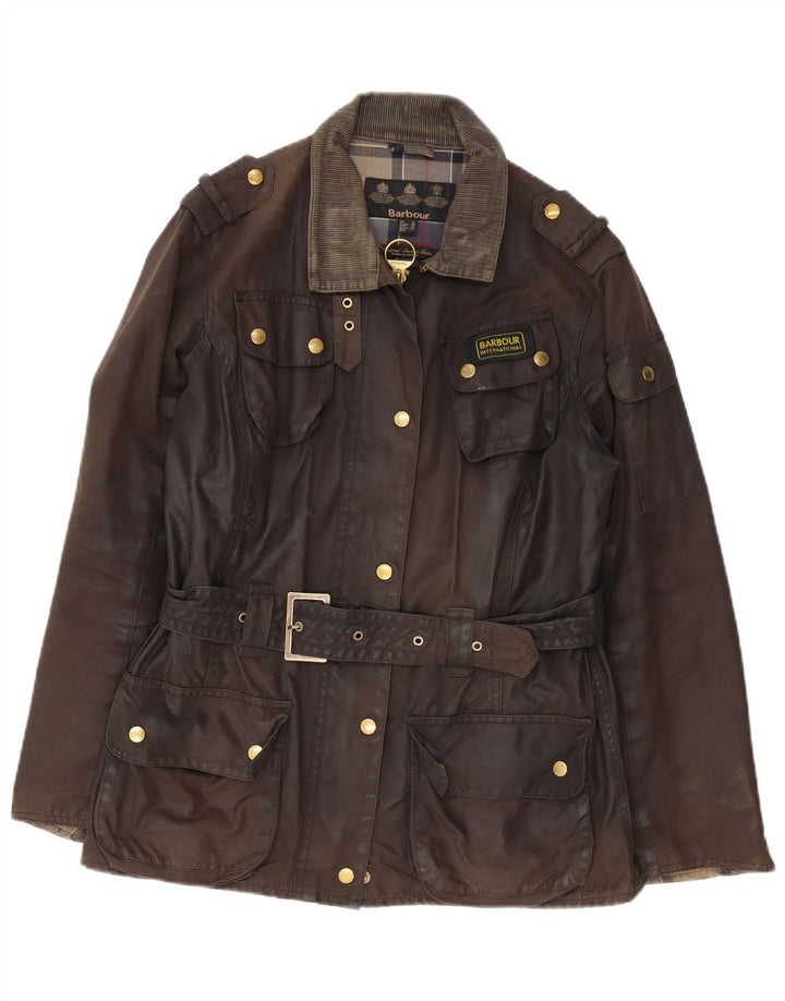Barbour Damen-Militärjacke aus gewachster Baumwolle, Gr. 14, Braun
