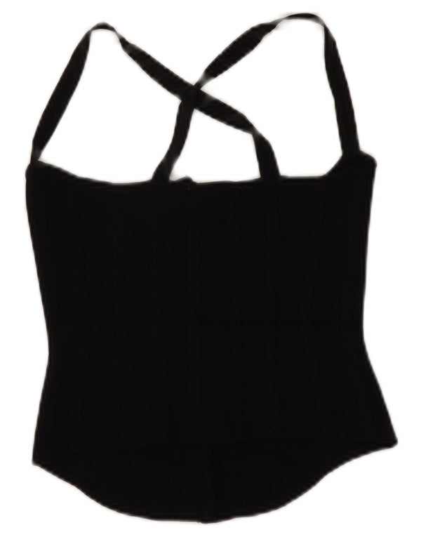 Zara Damen Crop Top UK 8 Small Schwarze Viskose