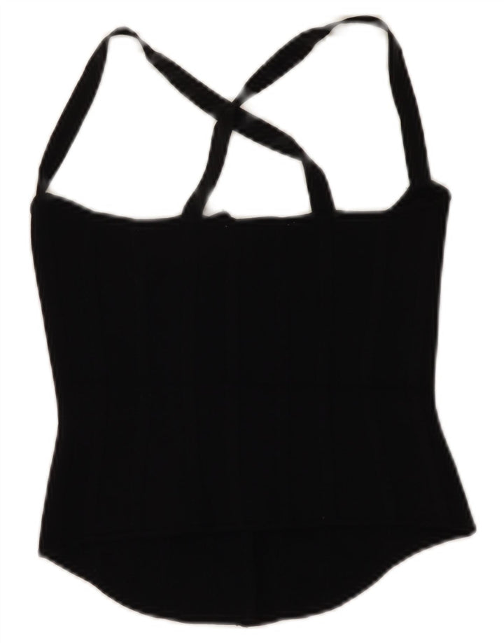 Zara Damen Crop Top UK 8 Small Schwarze Viskose
