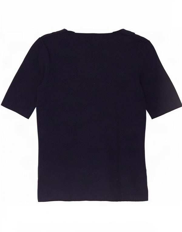 Marks & Spencer Damen Crop T-Shirt Top UK 10 Small Marineblaue Viskose