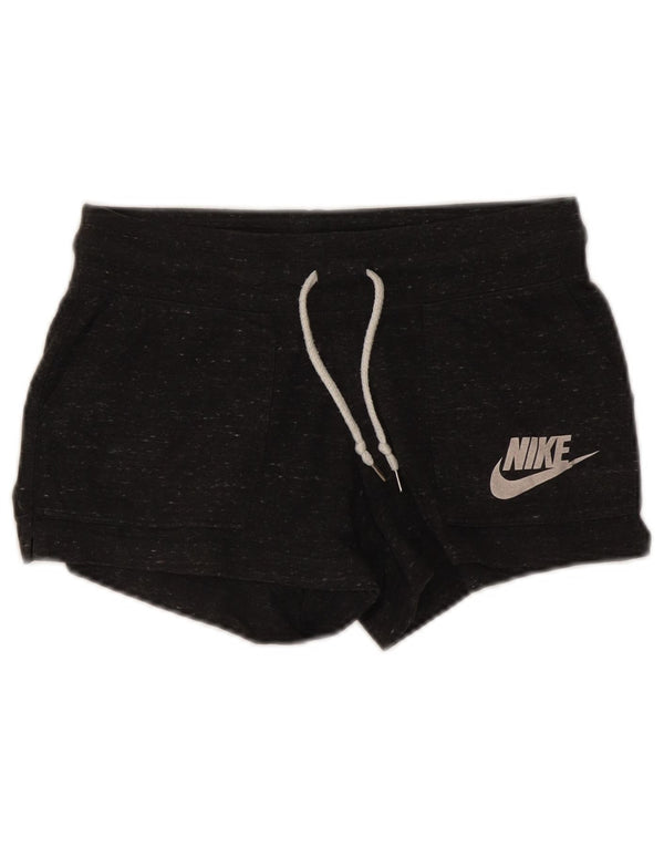 Nike Damen Sportshorts UK 10 Small Grau gefleckte Baumwolle