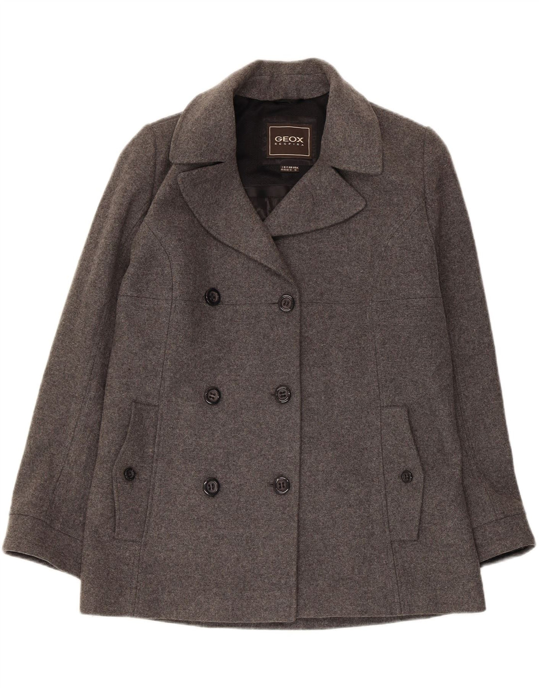 GEOX Damen Respira Pea Coat UK 12 Mittelgrau
