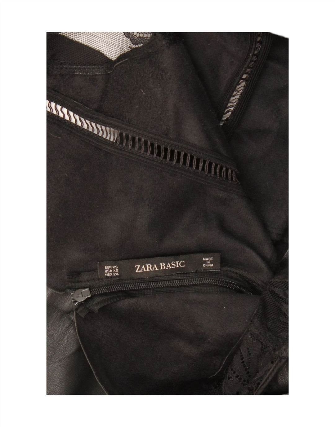 ZARA Damen Ärmelloses Lederetuikleid UK 4 XS Schwarz