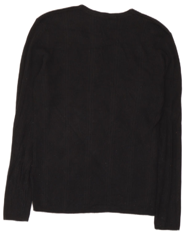 Marks & Spencer Damen Top Langarm UK 10 Small Schwarz gestreifte Viskose