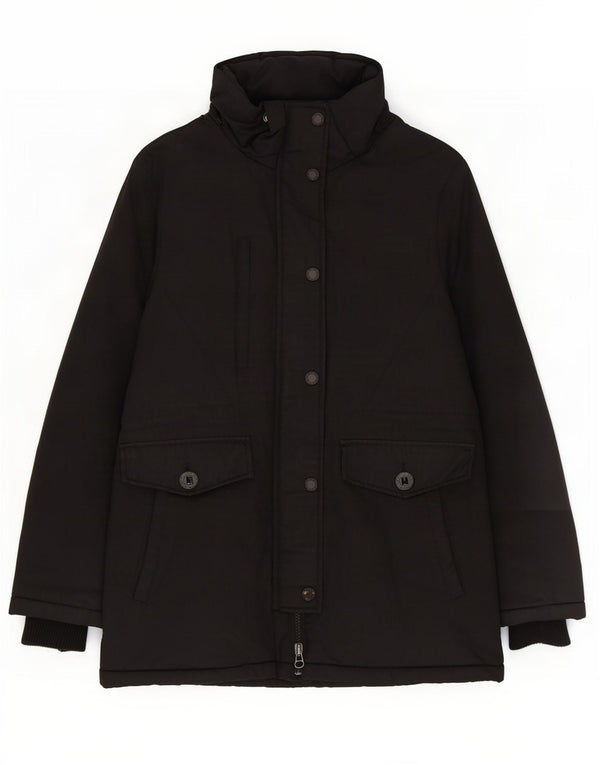 Superdry Damen Parka Jacke UK 14 Large Schwarz Polyester