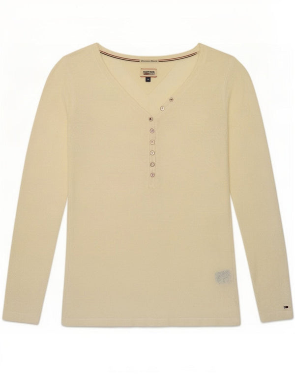 Tommy Hilfiger Damen Durchsichtiges Top Langarm UK 12 Medium Beige Floral