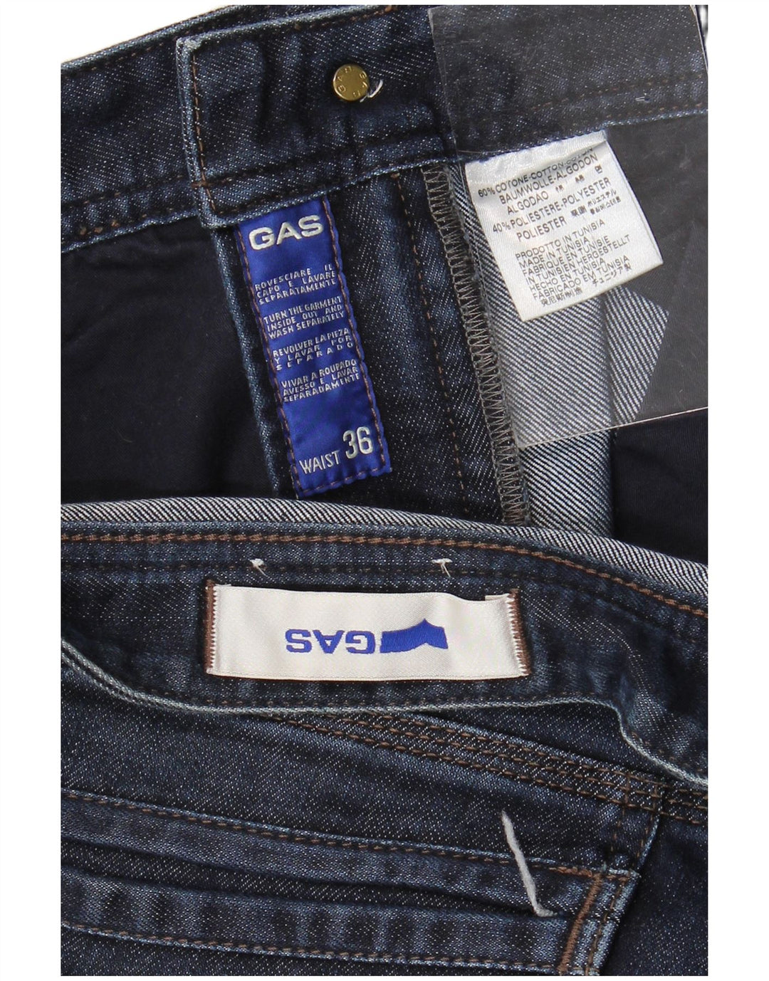 Gas Herren Straight Jeans W36 L34 Blaue Baumwolle